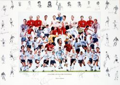 A multi-signed "Legends of English Football" print, by artist Robert Highton, limited edition