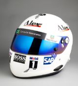Alexander Wurz McLaren 2003-2004 Formula 1 test helmet,
white with three 'Alex' tobacco branding-