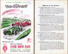 B.Bira signed 1952 Ulster Trophy programme,
the blue ink signature of Prince Birabongese of Siam