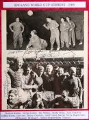 A magazine page fully-signed by the England 1966 World Cup winners plus the trainer Harold