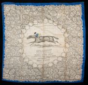 A ladies silk scarf commemorating the victory of Major Loder's 'Spearmint' in the 1906 Derby