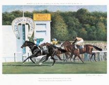 A group of five Richard Stone Reeves framed, limited edition prints of European turf races,
