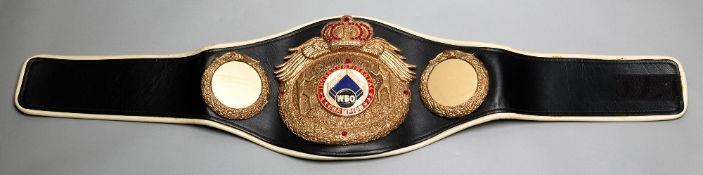 A World Boxing Organization Intercontinental Heavyweight Championship belt awarded to Danny