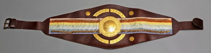 The Commonwealth Boxing Council Heavyweight Championship belt awarded to Danny Williams after his