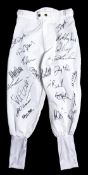 A multi-signed pair of jockey's breeches,
signed in black marker pen by Brett Doyle, Pat Cosgrove,