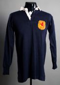 Jimmy McMullan's blue Scotland international jersey worn in the match v England at Old Trafford 17th