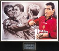 A limited edition print titled “Eric Cantona, The Catalyst”, signed by Cantona, G. Neville,