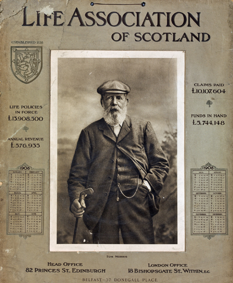 A Life Association of Scotland calendar for 1908 featuring a photogravure portrait of the golfer Tom