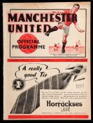 Manchester United v Huddersfield Town programme 26th November 1938