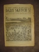 A Daily Sketch newspaper 19th August 1926 with full front page photograph of the "crowd's wild