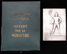 A Paris 1900 Exposition Universelle/Olympic Games presentation plaque,
silvered, the obverse with