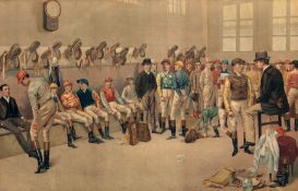 After Isaac Cullin (English, active 1880-1920)
THE SADDLING ROOM
large colour lithograph, the