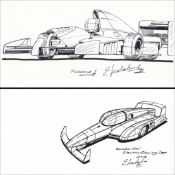 Formula 1 'rhomboid' design and other conceptual drawings by Enrique Scalabroni,
an original '
