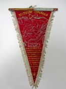 A Spanish football pennant listing an international squad circa 1960,
below a map of Spain, 37cm.,