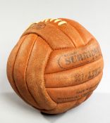 A brown leather football signed by the Tottenham Hotspur 1960-61 double-winning team,
with