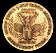 A United States Lawn Tennis Association Golden Jubilee Anniversary Medal 1881-1931,
in gilt, the