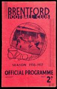 Brentford v Manchester United programme 10th October 1936