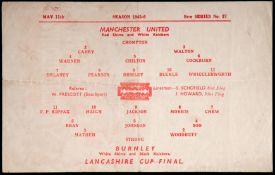 Lancashire Cup Final programme Manchester United v Burnley 11th May 1946
