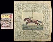 A ladies silk scarf commemorating the victory of The Aga Khan's My Love in the 1948 Derby,
sold