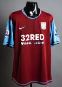 Martin Laursen: a signed claret & blue Aston Villa No.5 jersey season 2007-08,
short-sleeved,