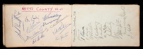 A football autograph book compiled between the late 1930s and early 1950s,
team groups, many back-