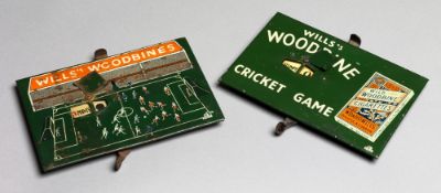A pair of Wills's Woodbine Cigarettes games "cricket" and "football" 1930s,
tinplate, with lever