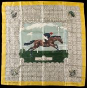 A ladies silk scarf commemorating the victory of Mr H.J. Joel's Royal Palace in the 1967 Derby,
in