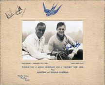 Malcolm & Donald Campbell dual-signed 1938 personal greetings card,
featuring a black & white