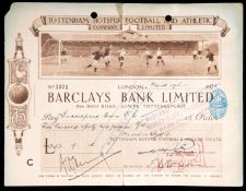A Tottenham Hotspur Football and Athletic Company Limited cheque payable to Huddersfield Town F.C.