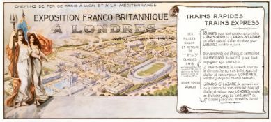 A French railway travel poster for the 1908 Franco-British Exhibition/Olympic Games in London,
the