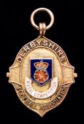 A 9ct. gold & enamel Derbyshire Football Association Medal Competition winner's medal 1935-36,