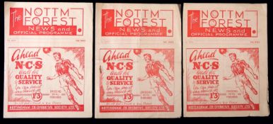 Three Nottingham Forest home programmes season 1946-47,
comprising: League fixtures v Newcastle