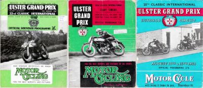 Early 1950s Ulster GP programmes signed by Stanley Woods and ten world champions,
including Geoff