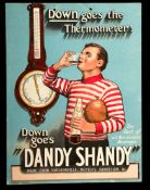 A 1920s advertisement for 'Dandy Shandy' featuring a rugby player quenching his thirst,
coloured