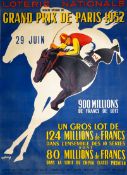 A large & decorative French horse racing poster for a special National Lottery promotion