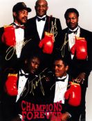 A "Champions Forever" multi -signed photograph, the colour photograph signed in gold marker pen by