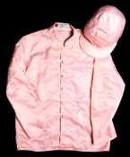 A set of racing colours in the plain pink of Mrs Sue Magnier,
French by Confection Mireille