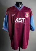 Dwight Yorke: a signed claret & blue Aston Villa UEFA Cup jersey season 1997-98,
short-sleeved,