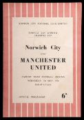 Norwich City v Manchester United programme 5th May 1954,
Norfolk and Norwich Charities Cup played at