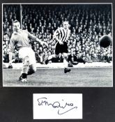 A Stanley Matthews signed photographic display, a 7 by 9 in. black and white photo portraying