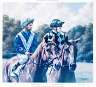 A Willie Shoemaker & Steve Cauthen double-signed print,
the two American jockeys competing in the