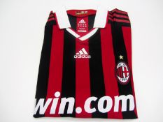 Alessandro Nesta: a uniquely sponsored red & black striped AC Milan No.13 jersey from the 3-2