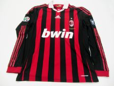 David Beckham: a red & black striped AC Milan No.32 jersey,
long-sleeved, Lega Calcio Serie A TIM  &