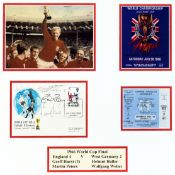 A 1966 World Cup Final display signed by the four goalscorers, signed on a postal cover by Geoff