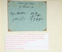 A tennis autograph album,
including a page with the British 1931 Davis Cup team Fred Perry, Bunny