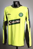 David Marshall: a yellow & black Celtic No.22 third choice jersey season 2003-04, long-sleeved,