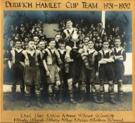 A photograph of the Dulwich Hamlet F.A. Amateur Cup winning team in 1931-32, an 11 by 14in. b&w