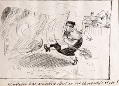 Wimbledon has a marked effect on our charlady`s style!"", pen & ink on paper, probably an original