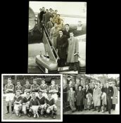 Three original b&w press photographs featuring Duncan Edwards in youth football teams, i) the