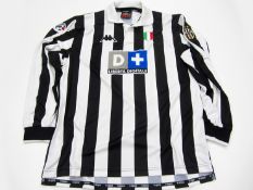 Ciro Ferrara: a black & white striped Juventus No.2 Serie A jersey season 1998-99, long-sleeved,